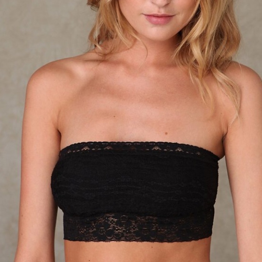 Free People Black Lace Trim Bandeau